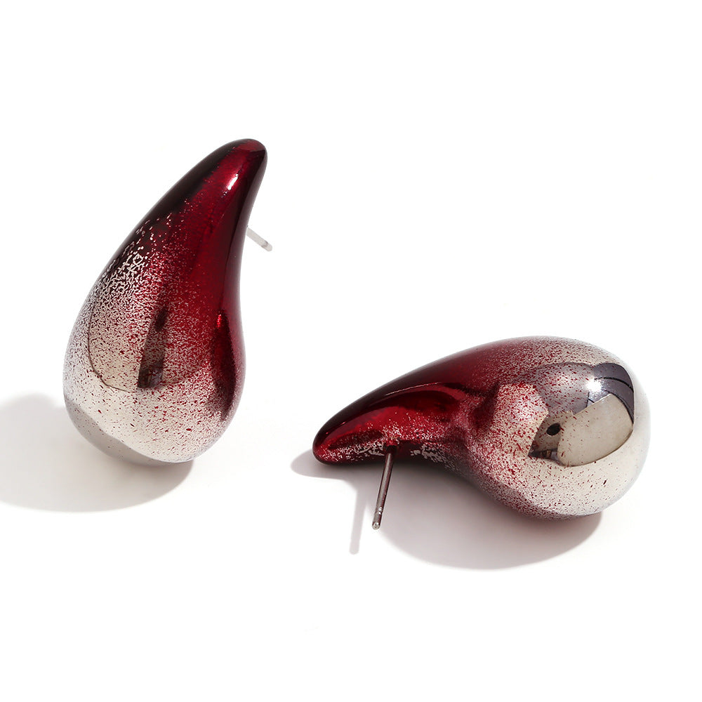 Wholesale Stainless Steel 18K Gold Plated Spray Painted Water Drop Earrings